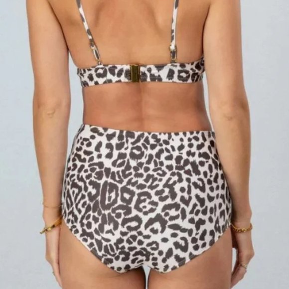 Aaron & Amber BIKINI Animal Print Retro DEEP PLUGE LEOPARD Gold Set NWT - Picture 6 of 11